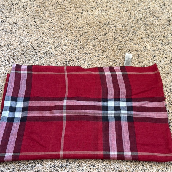 Burberry Red and Black Plaid Scarf - Picture 1 of 5